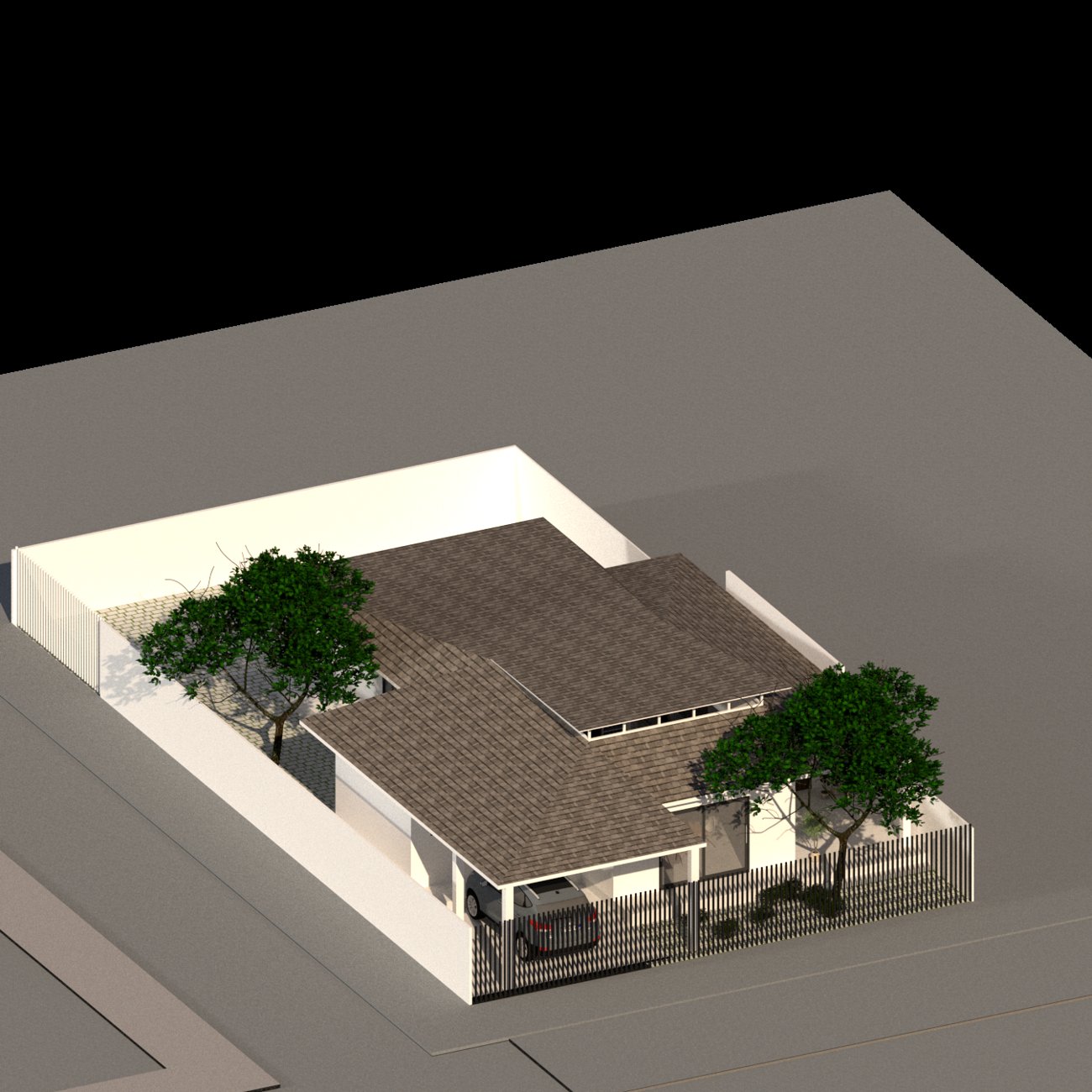 Vista isométrica de una propuesta arquitectónica de Espacio y Forma